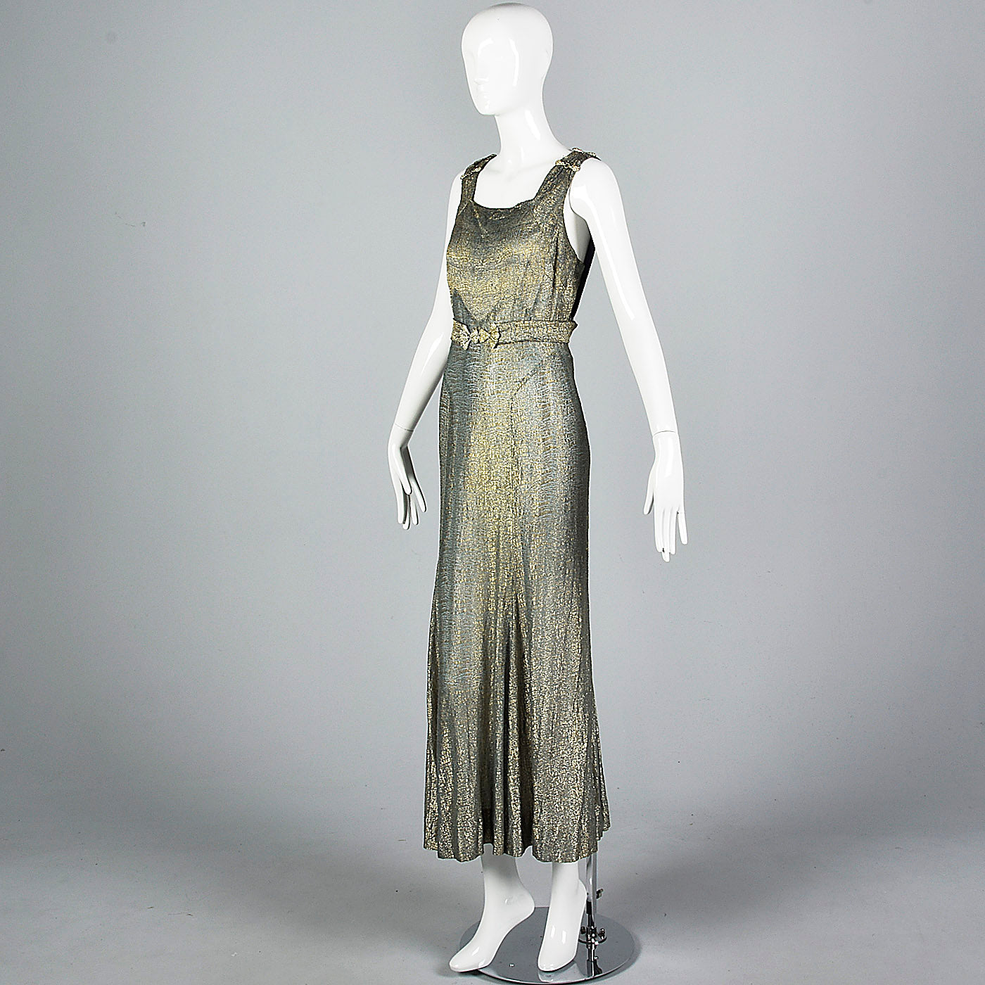 1930s Lamé Evening Dress, Formal Art Deco Gown