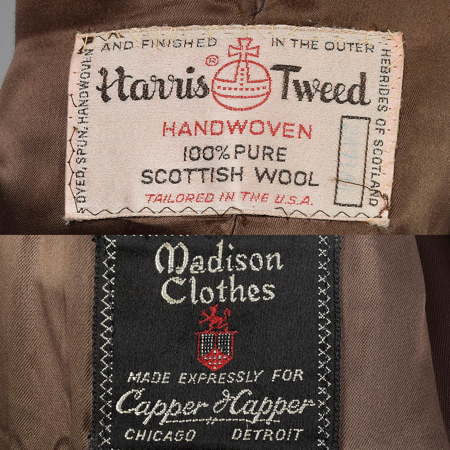41 Medium 1950s Mens Brown Wool Tweed Coat