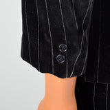 37S 1970s Black Velvet Pinstripe Two Piece Men's Suit