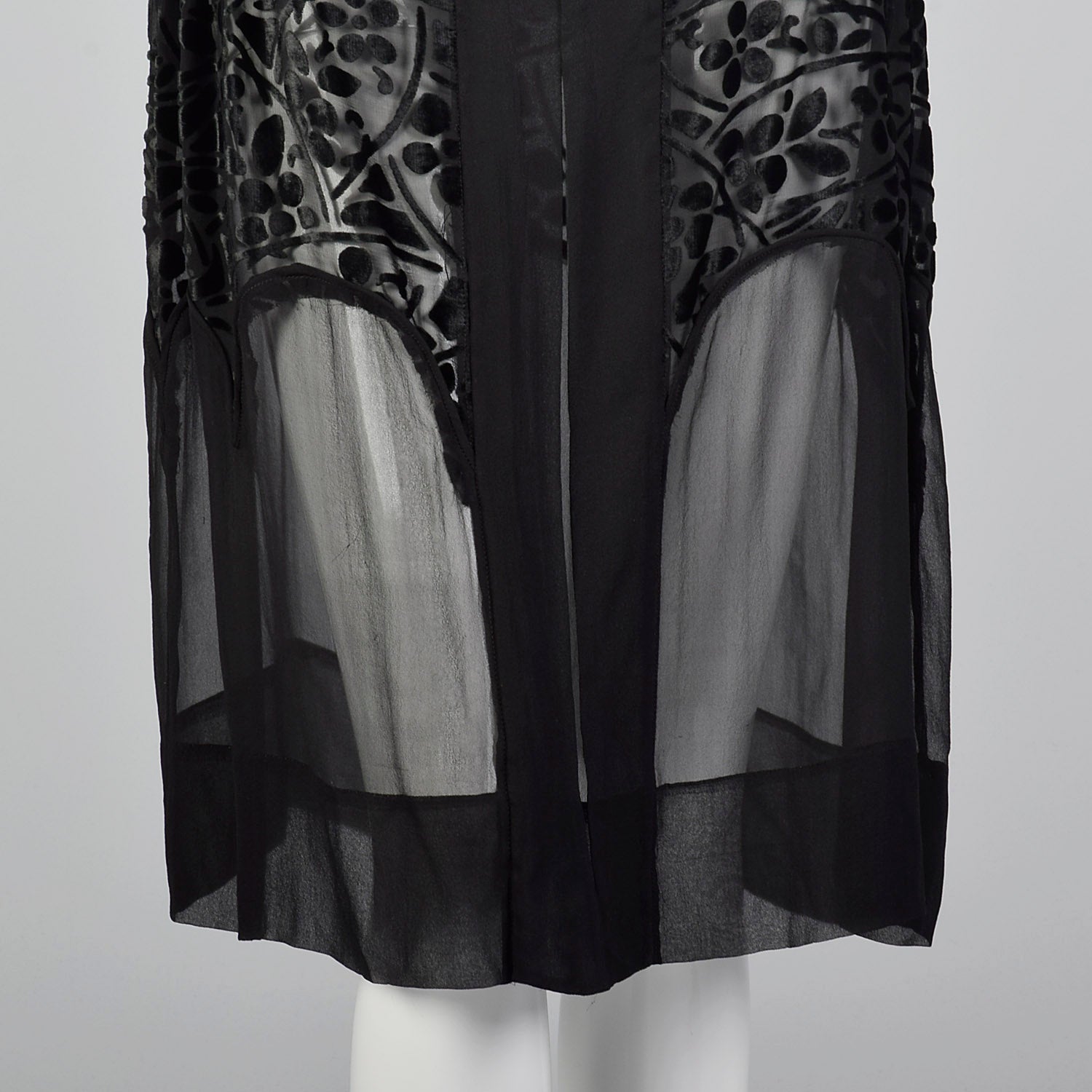 1920s Dress Black Velvet Devoré with Art Deco Buckle