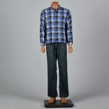 1950s Pilgrim Blue Plaid Flannel Shirt