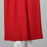 1980s Red Wool Dress with Black Velvet Trim