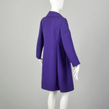 Small 1960s Coat Purple Mod Winter Outerwear Double Breasted