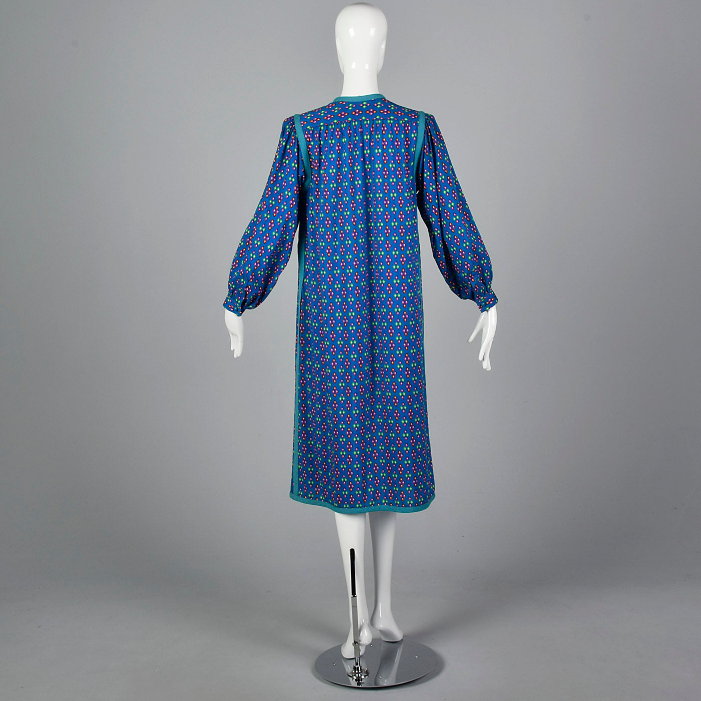 1976 Yves Saint Laurent Rive Gauche Russian Collection Blue Wool Dress