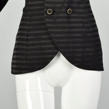 XL 1980s Dominic Serio Blazer Black Striped Power Shoulder Double Breasted Jacket