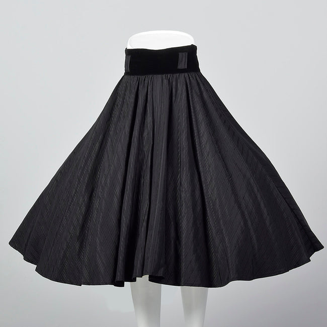 1980s Black Full Circle Skirt