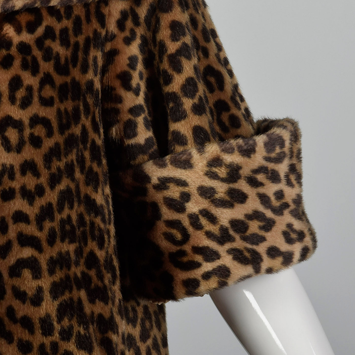 1950s Faux Fur Leopard Print Swing Coat