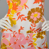 1960s Floral Romper with Overskirt and Zip Open Crotch
