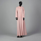 1970s Pink Knit Maxi Dress with Cape