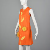 1960s Deadstock Mod Dress with 3D Flower Appliques