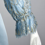 1970s Werle of Beverly Hills Blue Gown Dress