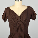XS 1950s Brown and Black Gingham Dress