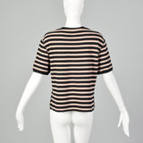Large Sonia Rykiel 1990s Pink Black Striped Shirt Sleeved Sweater
