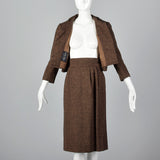 1950s Adele Simpson 28 Shop Wool Tweed Skirt Suit in Brown and Black