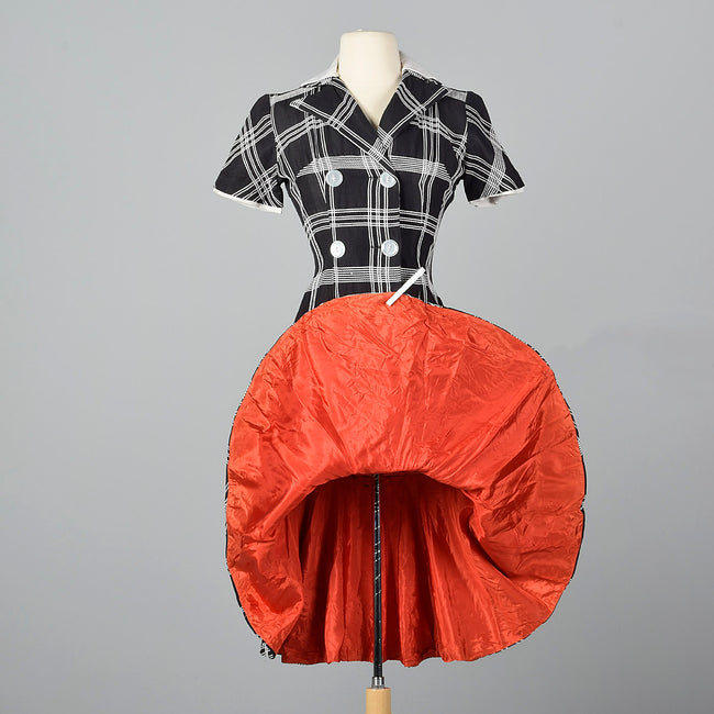 1950s Black and White Dress with Mermaid Hem