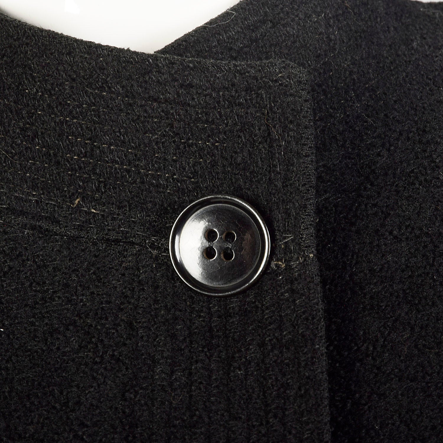 Medium 1930s Swing Coat Long Sleeve Soft Black Patch Pockets Winter