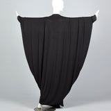 Extraordinary 1970s Black Jersey Cocoon Dress with Incredible Draping