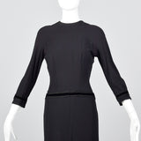 1950s Black Dress with Drop Waist and Bustle Train