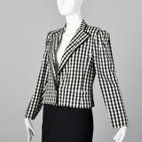 1980s Louis Feraud Black and White Checked Skirt Suit