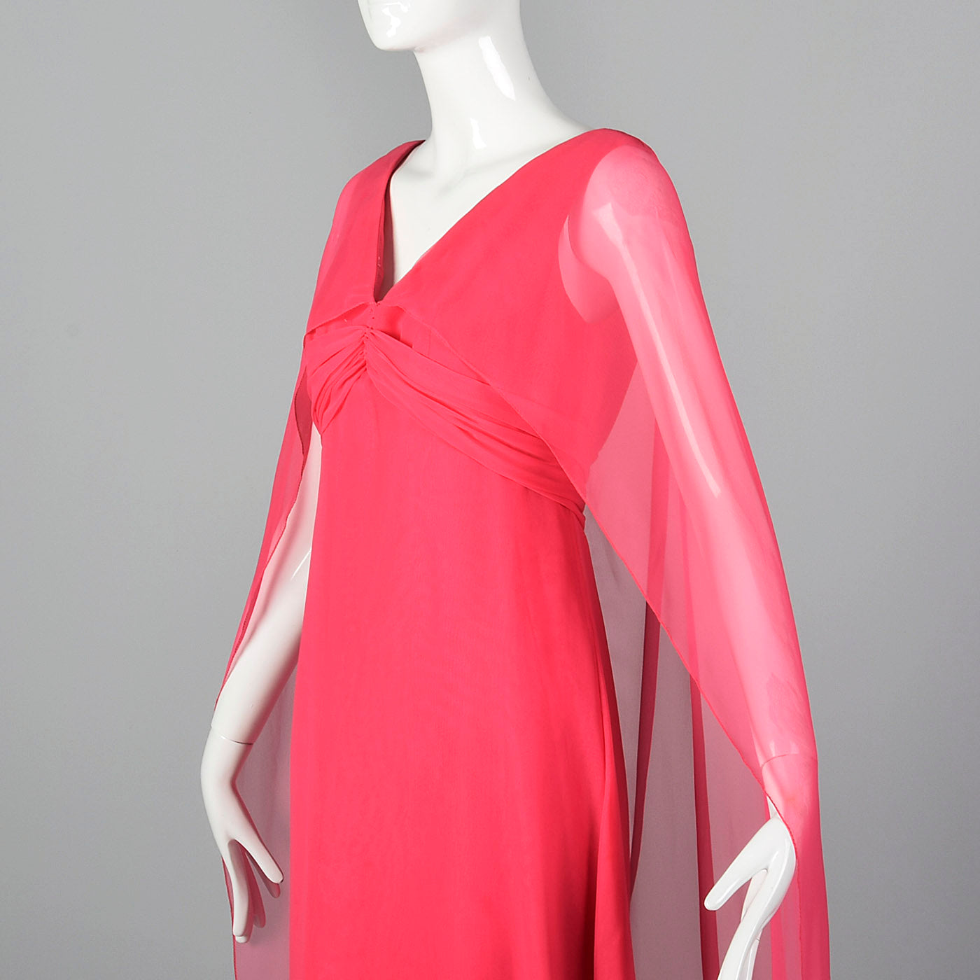 1970s Pink Maxi Dress with Sheer Float