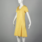 1960s Christian Dior Yellow Brocade Shift Dress