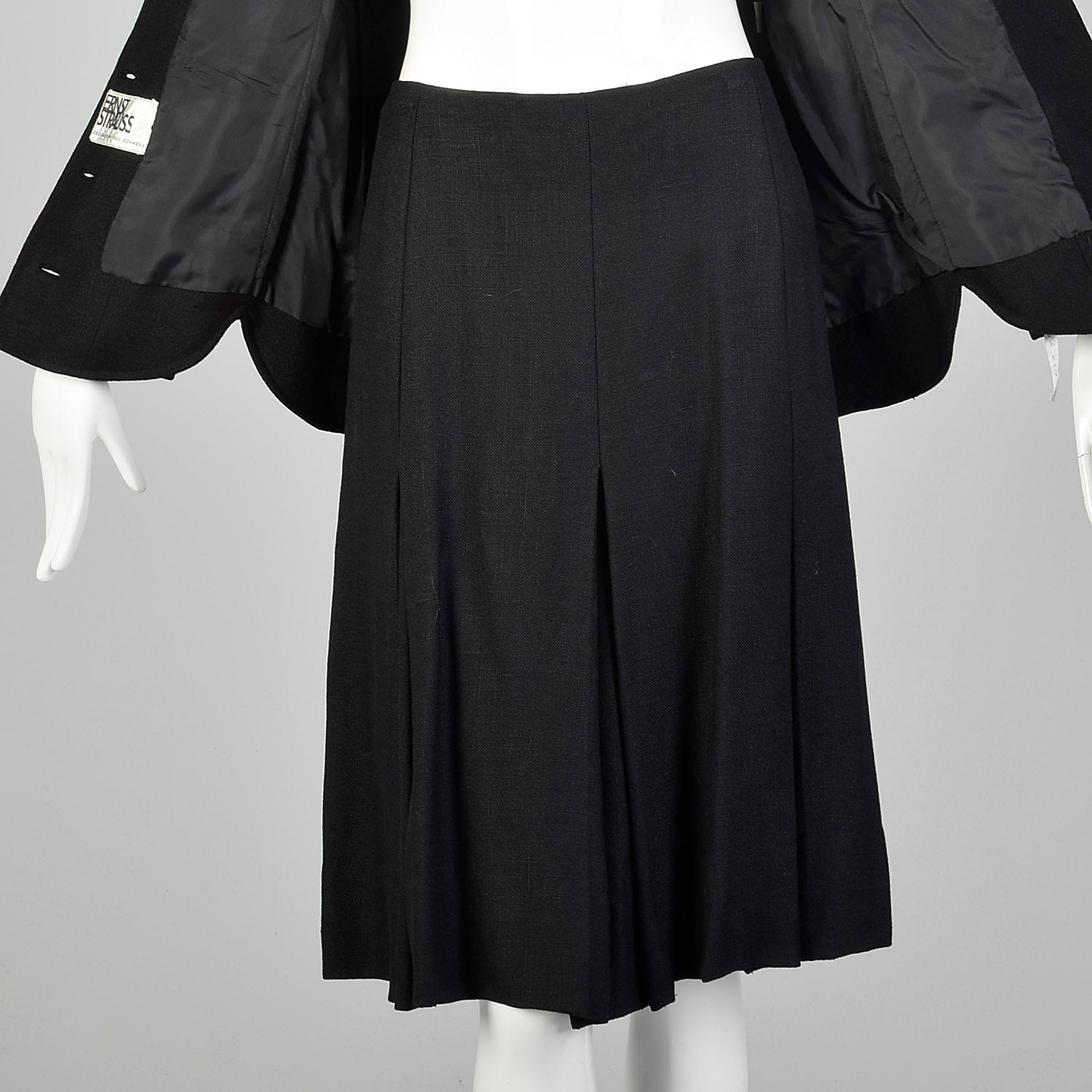 Small 70s Black Rayon Skirt Set