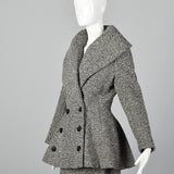 1950s Wool Tweed Skirt Suit with Sculptable Portrait Collar