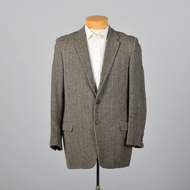 1950s Black and White Tweed Jacket with Red Stripe