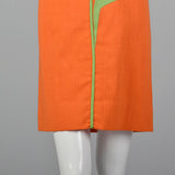 1960s Orange Shift Dress with Sunflower Applique