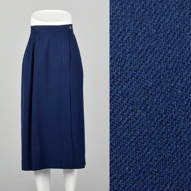 XS 1940s Pendleton Navy Blue Skirt