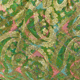 Small Mollie Parnis 1960s Green and Gold Paisley Dress