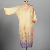 OSFM 1920s Ivory Floral Silk Robe