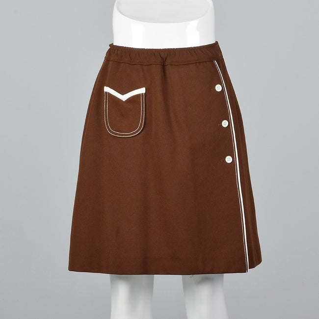 1960s Brown Skirt with Shorts
