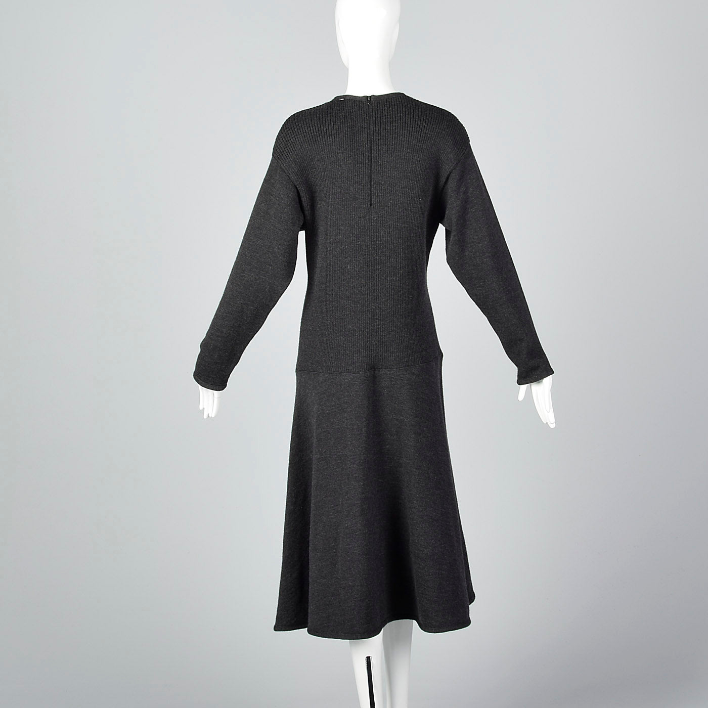 1970s Lilli Ann I. Magnin Gray Sweater Dress