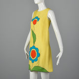 1960s Deadstock Yellow Dress with Mod Flowers