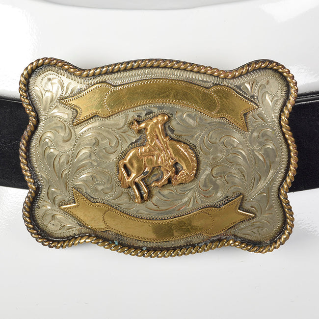 Ralph Lauren Black Leather Belt with Western Cowboy Buckle