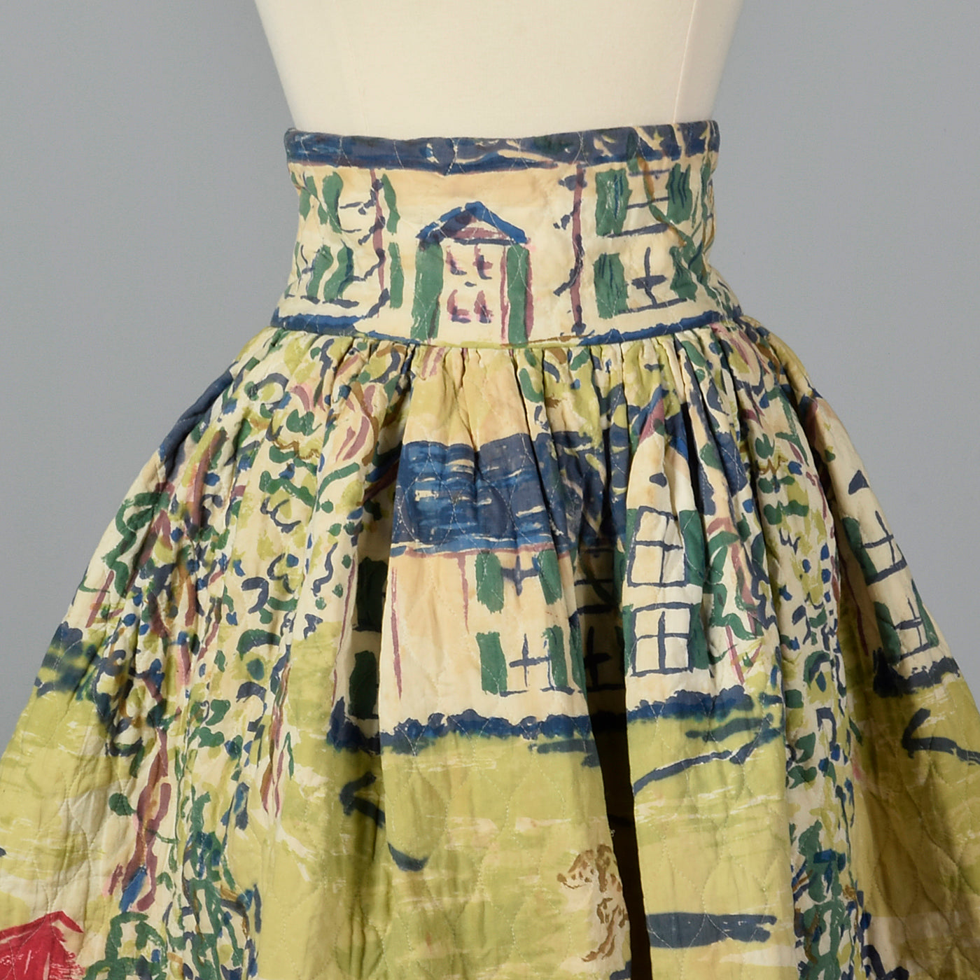 1950s Quilted Novelty Print Skirt