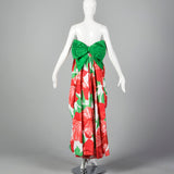 1980s Victor Costa Floral Print Dress