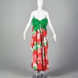 1980s Victor Costa Floral Print Dress