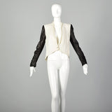 Small Helmut Lang White Jacket with Leather Sleeves