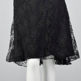 1960s Mignon Black Lace Mermaid Dress with a Stunning Neckline