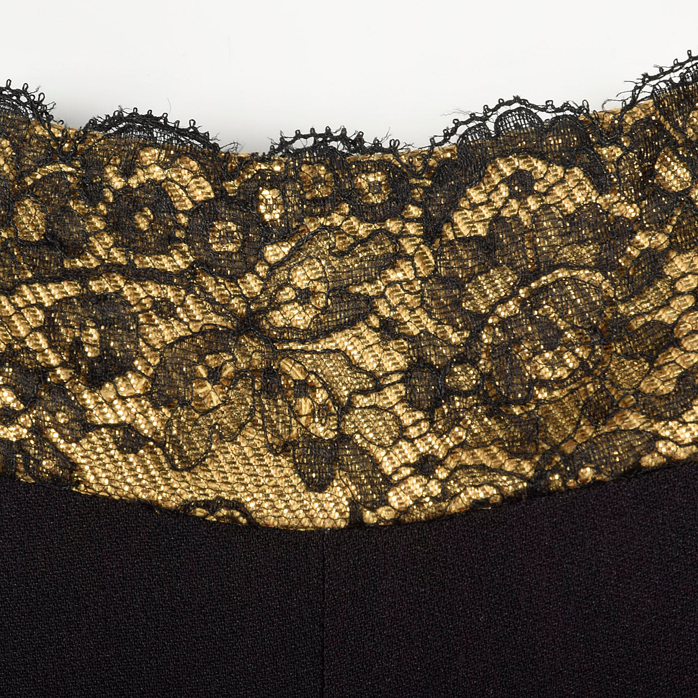 1940s Black Rayon Dress with Gold Trim