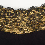 1940s Black Rayon Dress with Gold Trim
