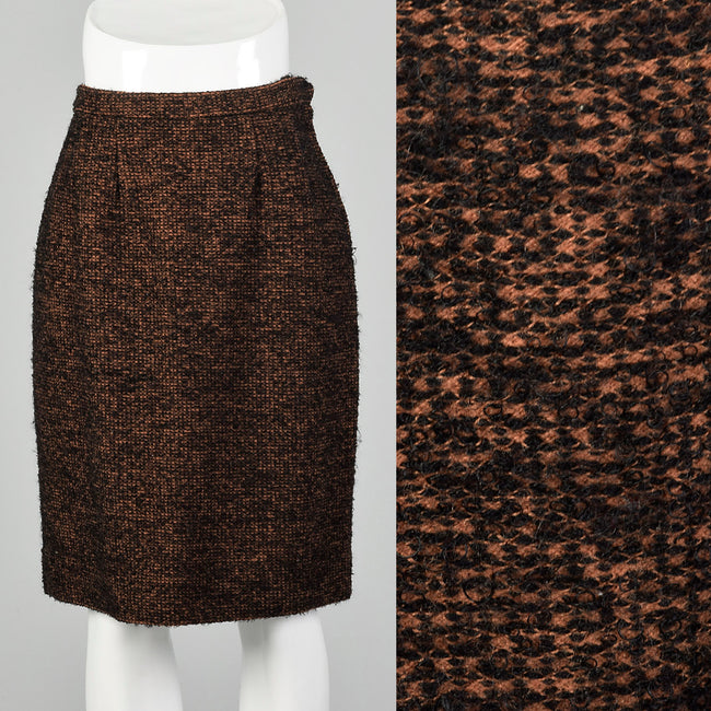 Small 1960s Skirt Brown Tweed Bouclé