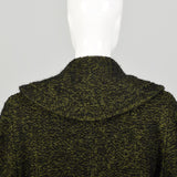 Large 1950s Swing Coat Green Boucle Wool Tweed Shawl Collar Vintage Winter Outerwear