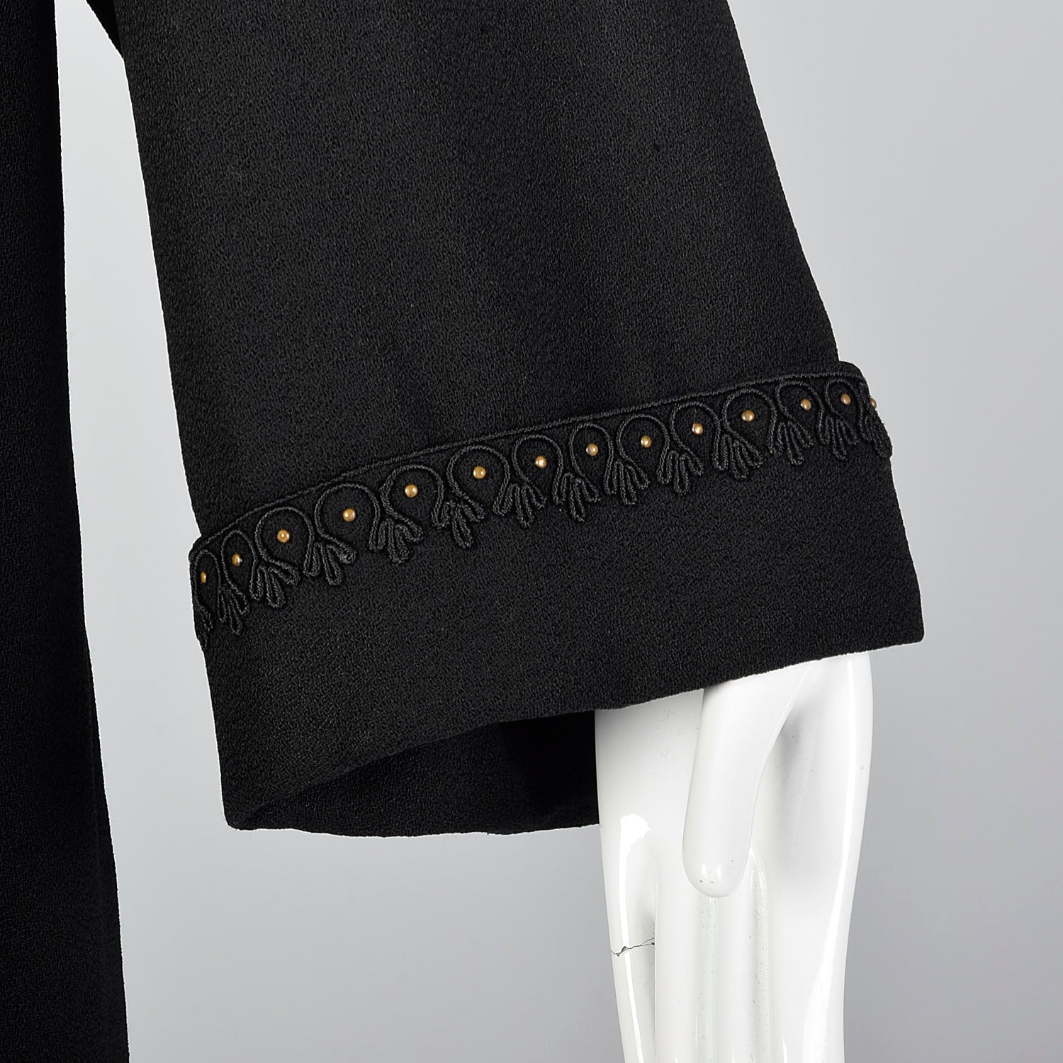 1940s Black Swing Coat with Soutache & Studs