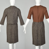 Small Brown Knit and Tweed 1960s Dress Set