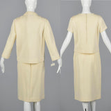 1960s Deadstock Cream Wool Knit Set with Gold Buttons