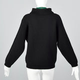 1950s Black Wool Ski Sweater with Wind Collar