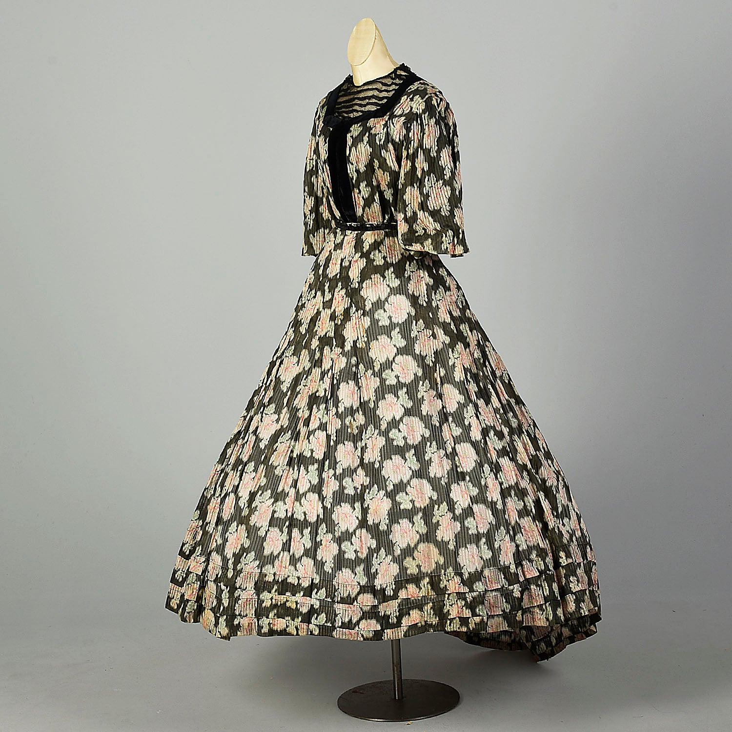 Large 1800s Set Cotton Top Floral Victorian Skirt Study As Is